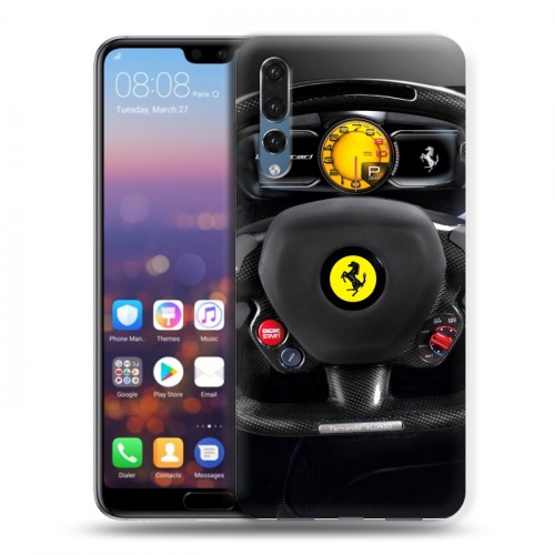 Дизайнерский силиконовый с усиленными углами чехол для Huawei P20 Pro Ferrari