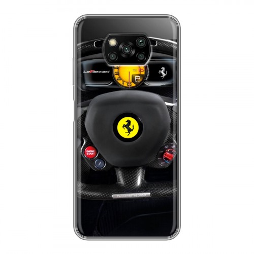 Дизайнерский силиконовый с усиленными углами чехол для Xiaomi Poco X3 Ferrari