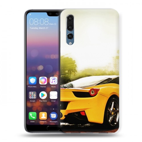 Дизайнерский силиконовый с усиленными углами чехол для Huawei P20 Pro Ferrari