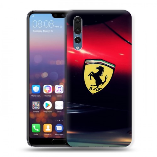 Дизайнерский силиконовый с усиленными углами чехол для Huawei P20 Pro Ferrari