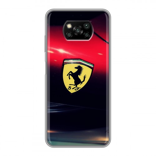 Дизайнерский силиконовый с усиленными углами чехол для Xiaomi Poco X3 Ferrari