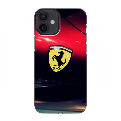 Дизайнерский силиконовый с усиленными углами чехол для Iphone 12 Mini Ferrari