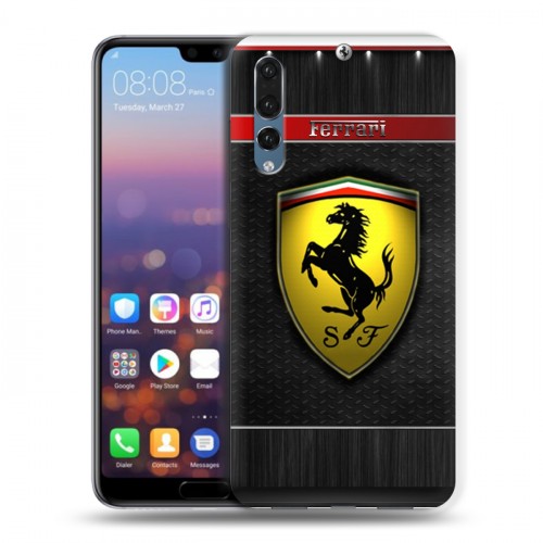 Дизайнерский силиконовый с усиленными углами чехол для Huawei P20 Pro Ferrari