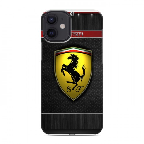 Дизайнерский силиконовый с усиленными углами чехол для Iphone 12 Mini Ferrari