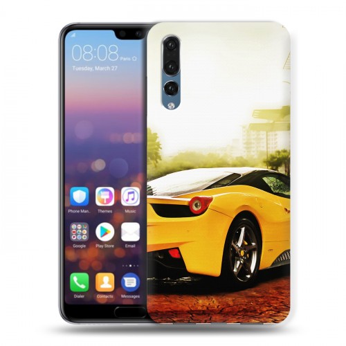 Дизайнерский силиконовый с усиленными углами чехол для Huawei P20 Pro Ferrari