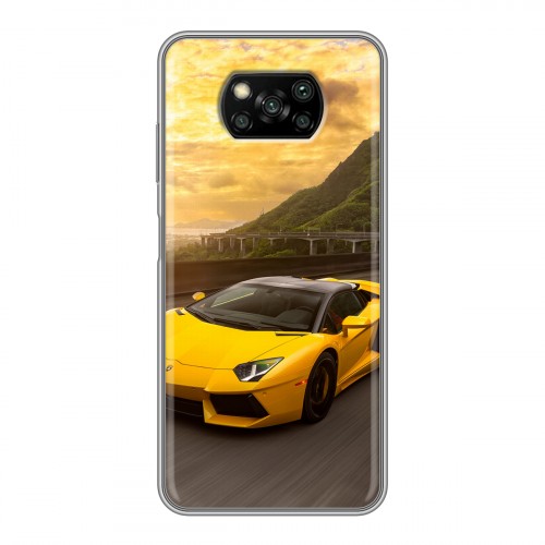 Дизайнерский силиконовый с усиленными углами чехол для Xiaomi Poco X3 Lamborghini