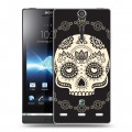 Дизайнерский пластиковый чехол для Sony Xperia S Узорные черепа