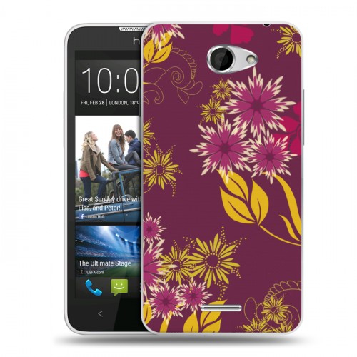 Дизайнерский пластиковый чехол для HTC Desire 516 Цветочные паттерны