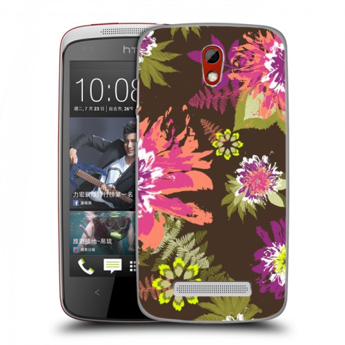 Дизайнерский пластиковый чехол для HTC Desire 500 Цветочные паттерны