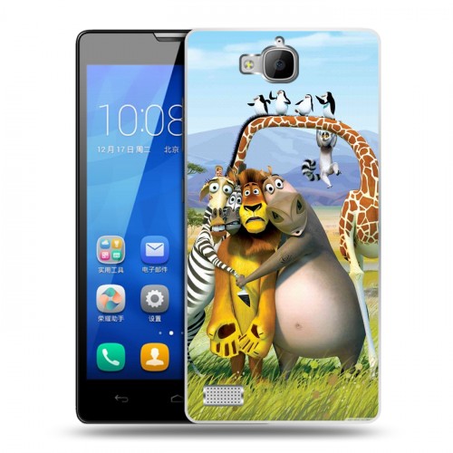Дизайнерский пластиковый чехол для Huawei Honor 3c Мадагаскар