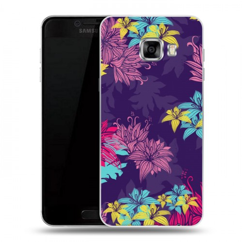 Дизайнерский пластиковый чехол для Samsung Galaxy C5 Цветочные паттерны