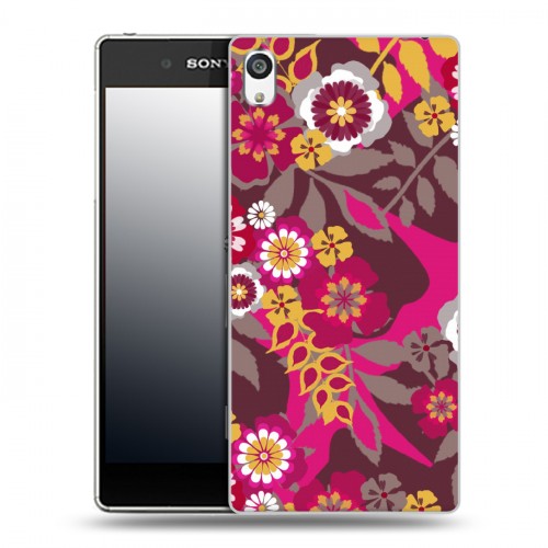 Дизайнерский пластиковый чехол для Sony Xperia E5 Цветочные паттерны