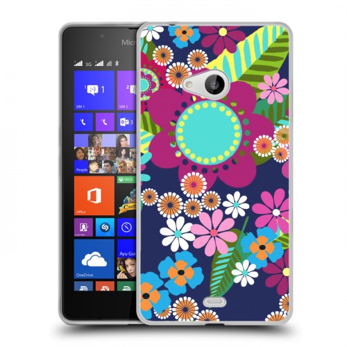 Дизайнерский пластиковый чехол для Microsoft Lumia 540 Цветочные паттерны