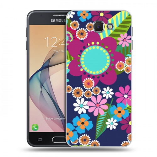Дизайнерский пластиковый чехол для Samsung Galaxy J5 Prime Цветочные паттерны