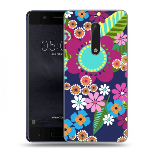 Дизайнерский пластиковый чехол для Nokia 5 Цветочные паттерны