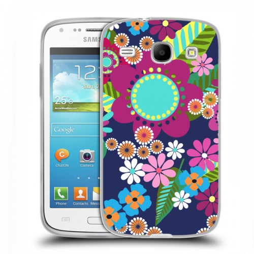 Дизайнерский пластиковый чехол для Samsung Galaxy Core Цветочные паттерны