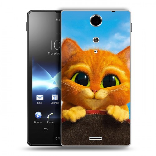 Дизайнерский пластиковый чехол для Sony Xperia TX Кот в сапогах