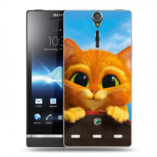 Дизайнерский пластиковый чехол для Sony Xperia S Кот в сапогах