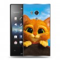 Дизайнерский пластиковый чехол для Sony Xperia acro S Кот в сапогах