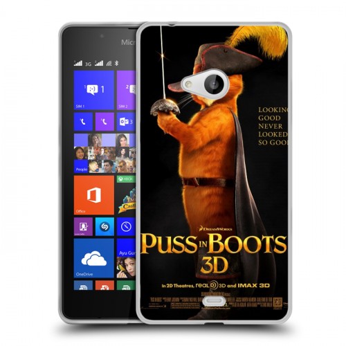 Дизайнерский пластиковый чехол для Microsoft Lumia 540 Кот в сапогах