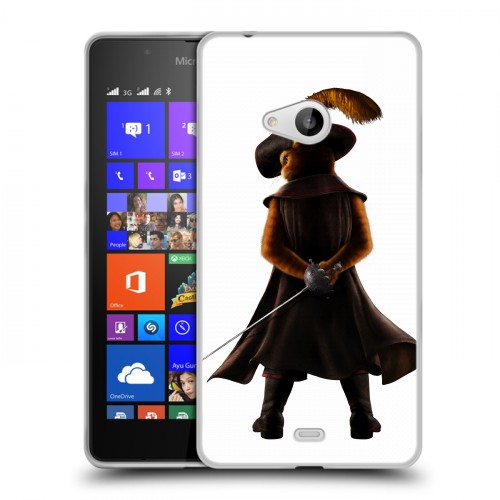 Дизайнерский пластиковый чехол для Microsoft Lumia 540 Кот в сапогах