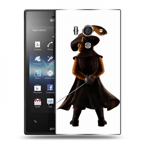 Дизайнерский пластиковый чехол для Sony Xperia acro S Кот в сапогах