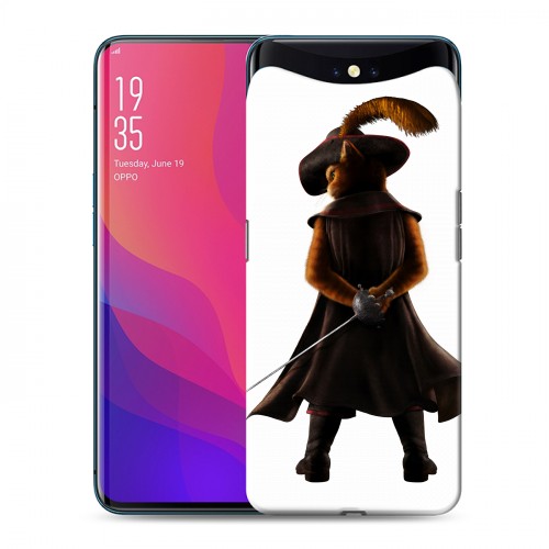 Дизайнерский силиконовый чехол для OPPO Find X Кот в сапогах