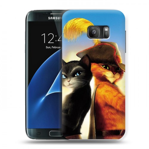Дизайнерский силиконовый с усиленными углами чехол для Samsung Galaxy S7 Кот в сапогах