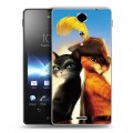 Дизайнерский пластиковый чехол для Sony Xperia TX Кот в сапогах