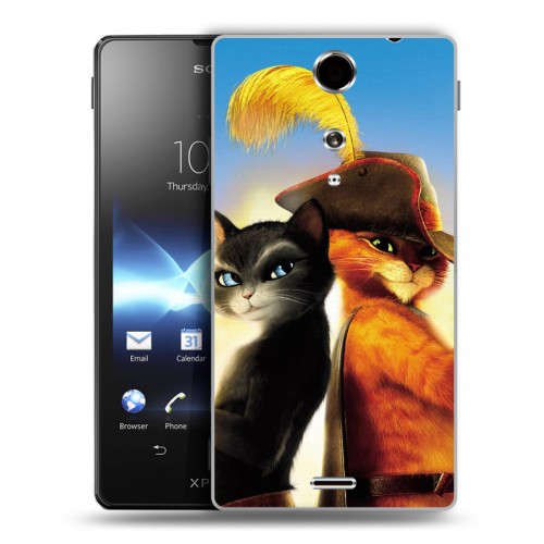 Дизайнерский пластиковый чехол для Sony Xperia TX Кот в сапогах