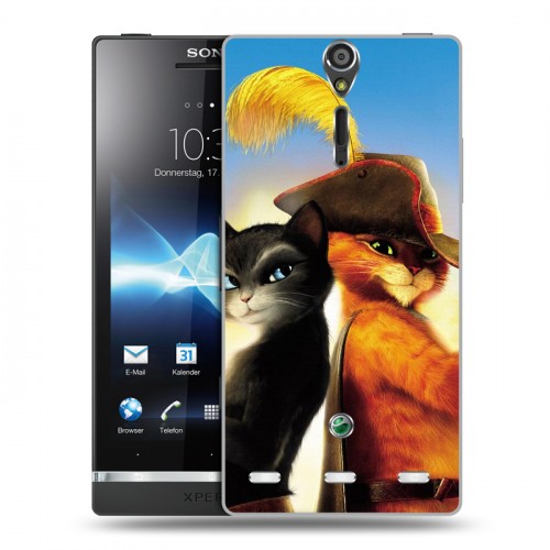 Дизайнерский пластиковый чехол для Sony Xperia S Кот в сапогах