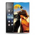 Дизайнерский пластиковый чехол для Sony Xperia acro S Кот в сапогах