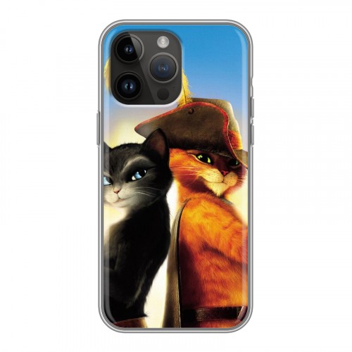 Дизайнерский силиконовый чехол для Iphone 14 Pro Max Кот в сапогах