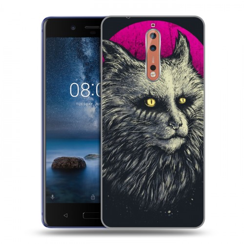 Дизайнерский пластиковый чехол для Nokia 8 Мистические кошки