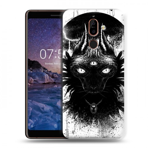 Дизайнерский пластиковый чехол для Nokia 7 Plus Мистические кошки