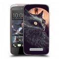 Дизайнерский пластиковый чехол для HTC Desire 500 Мистические кошки