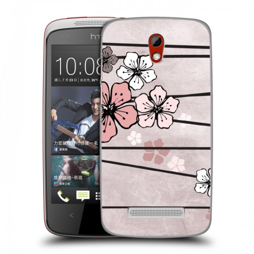 Дизайнерский пластиковый чехол для HTC Desire 500 Японские розовые мотивы