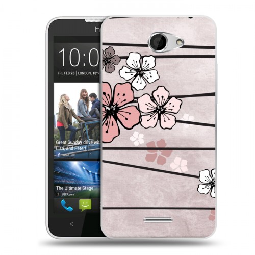 Дизайнерский пластиковый чехол для HTC Desire 516 Японские розовые мотивы
