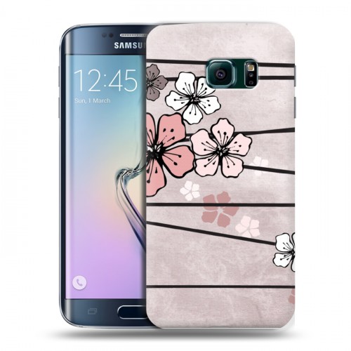 Дизайнерский пластиковый чехол для Samsung Galaxy S6 Edge Японские розовые мотивы