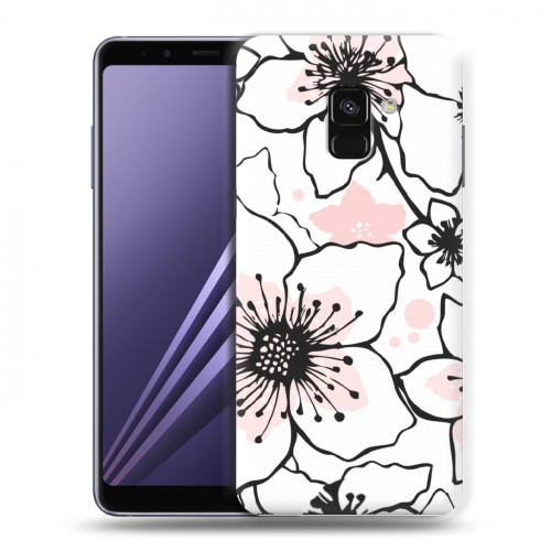 Дизайнерский пластиковый чехол для Samsung Galaxy A8 (2018) Японские розовые мотивы