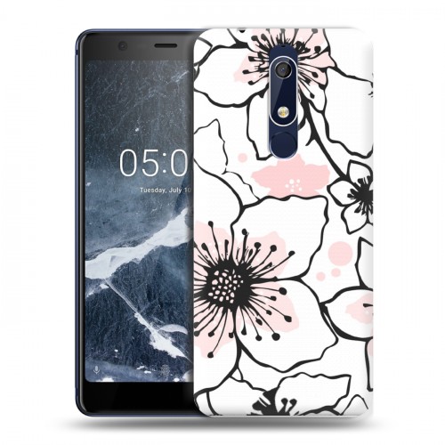 Дизайнерский пластиковый чехол для Nokia 5.1 Японские розовые мотивы