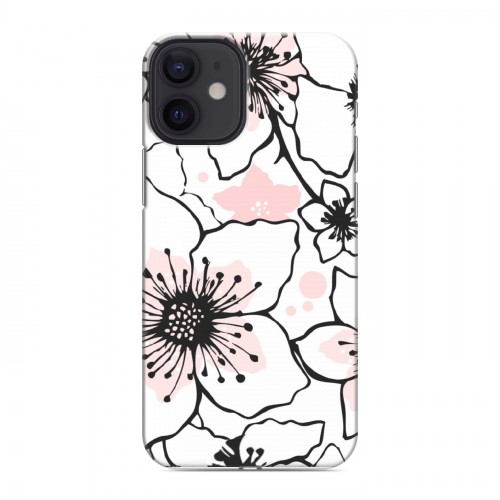 Дизайнерский силиконовый с усиленными углами чехол для Iphone 12 Mini Японские розовые мотивы