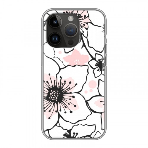 Дизайнерский силиконовый чехол для Iphone 14 Pro Японские розовые мотивы