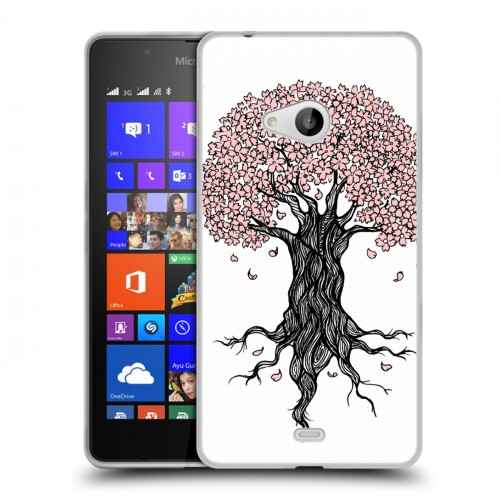 Дизайнерский пластиковый чехол для Microsoft Lumia 540 Японские розовые мотивы