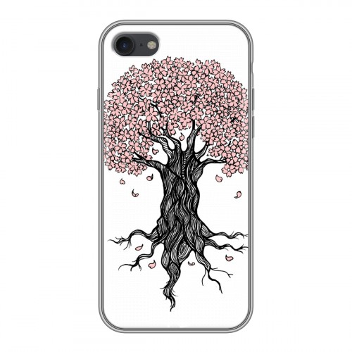 Дизайнерский силиконовый с усиленными углами чехол для Iphone 7 Японские розовые мотивы
