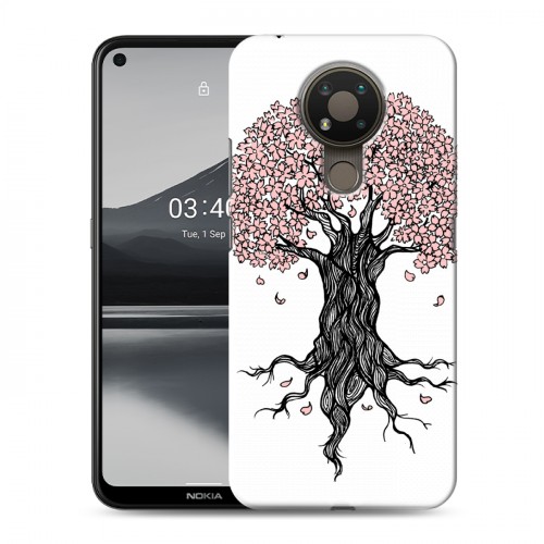 Дизайнерский пластиковый чехол для Nokia 3.4 Японские розовые мотивы