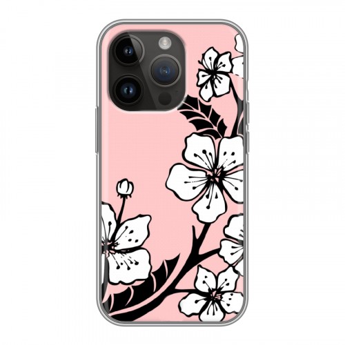 Дизайнерский силиконовый чехол для Iphone 14 Pro Японские розовые мотивы