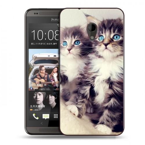 Дизайнерский пластиковый чехол для HTC Desire 700 Котята