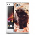 Дизайнерский пластиковый чехол для Sony Xperia L Котята