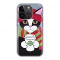 Дизайнерский силиконовый чехол для Iphone 14 Pro Кошки